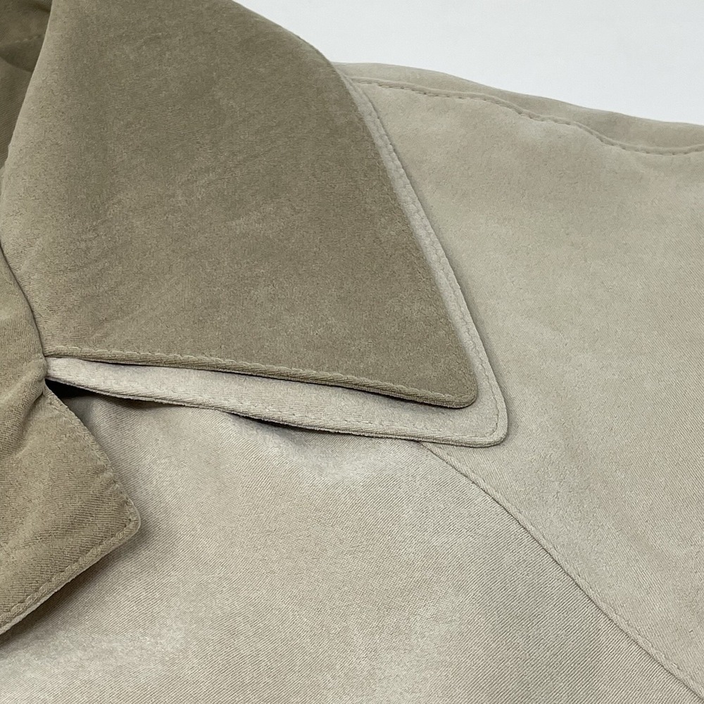 London Fog Womens Barn Chore Coat Jacket Faux Suede Tan Brown Collar Pockets L - Picture 4 of 16